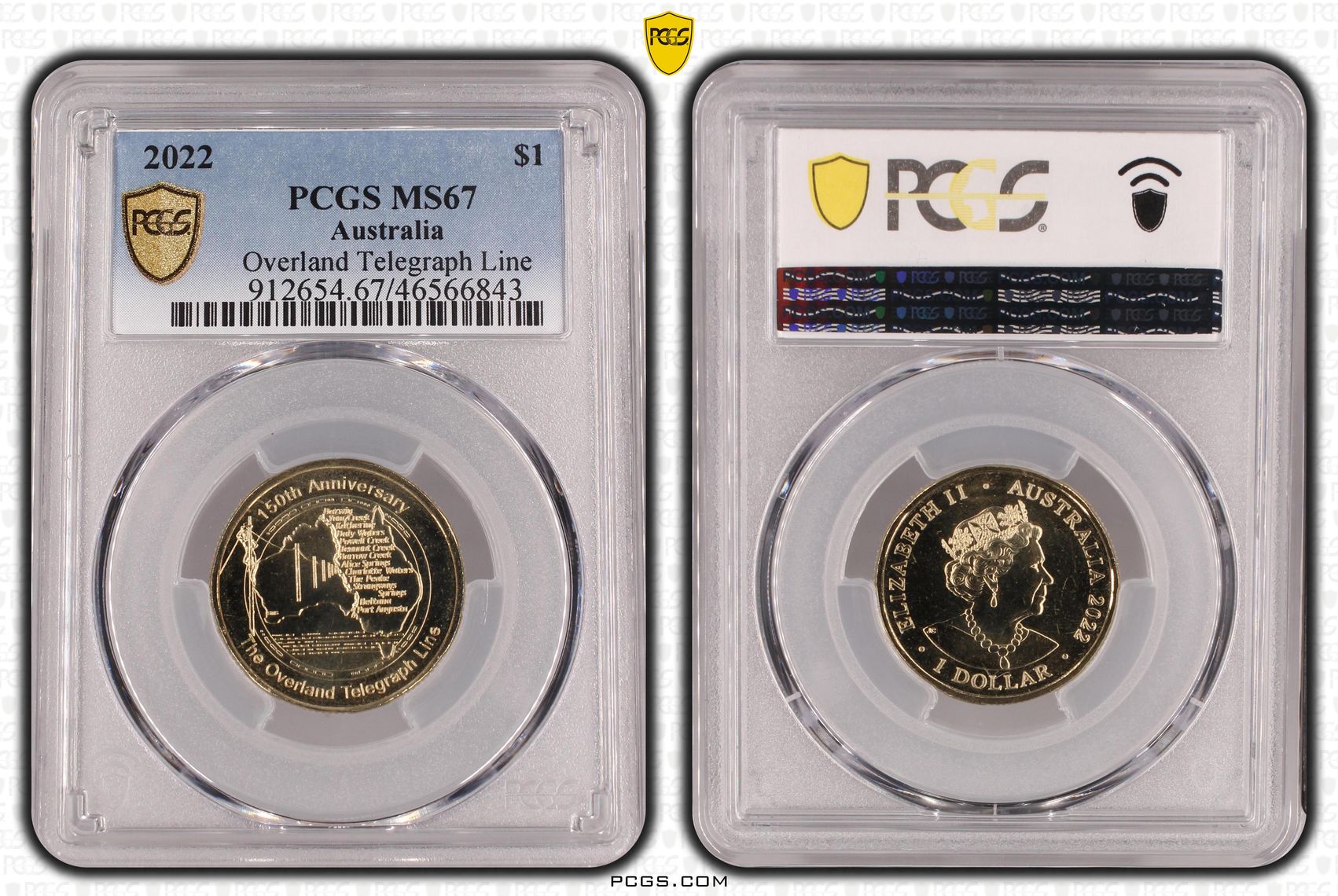 Overland Telegraph Line, One Dollar, 2022, PCGS MS67
