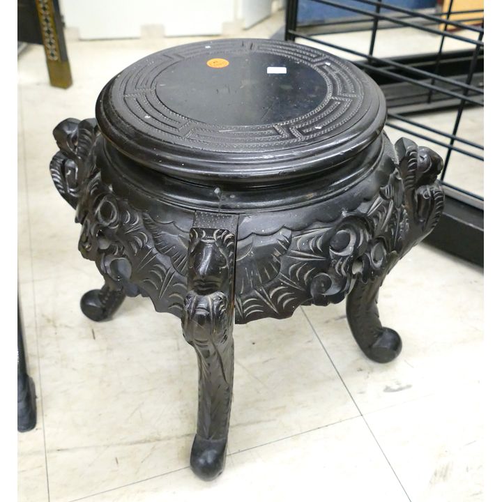 Antique Japanese Carved Low Plant Stand 12''x12''