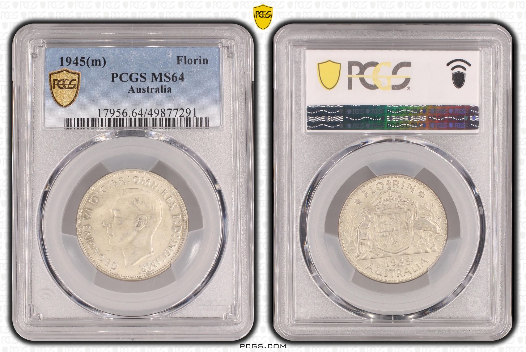 George VI, , Florin, 1945(m), PCGS MS64