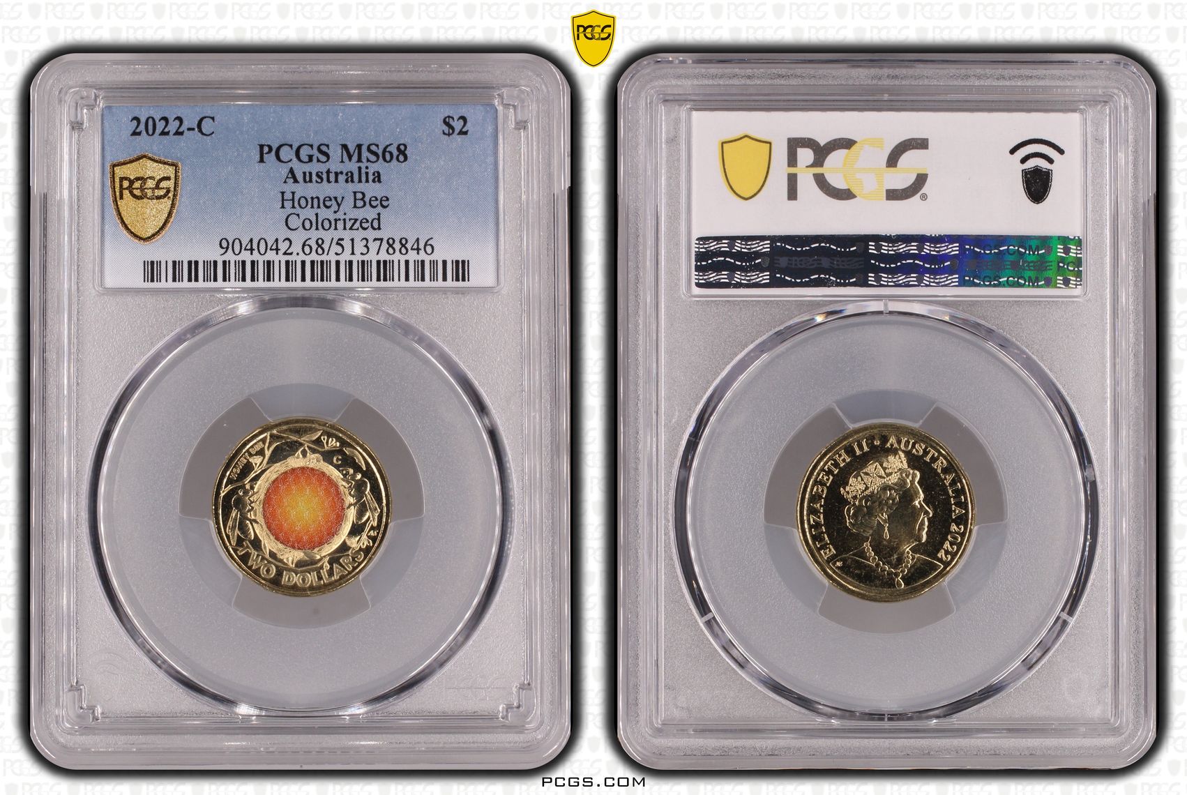 Honey Bee Colorized, Two Dollar, 2022-C, PCGS MS68