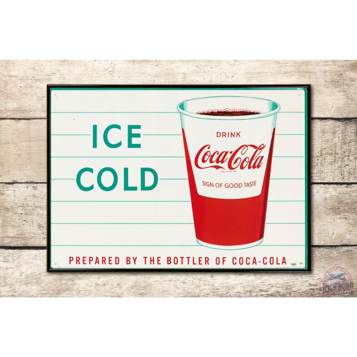 Drink Coca-Cola Ice Cold & Paper Cup Metal Sign TAC 8.9