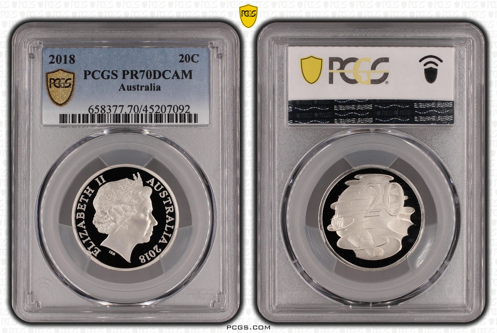 Elizabeth II, Twenty Cents, 2018, PCGS PR 70DCAM