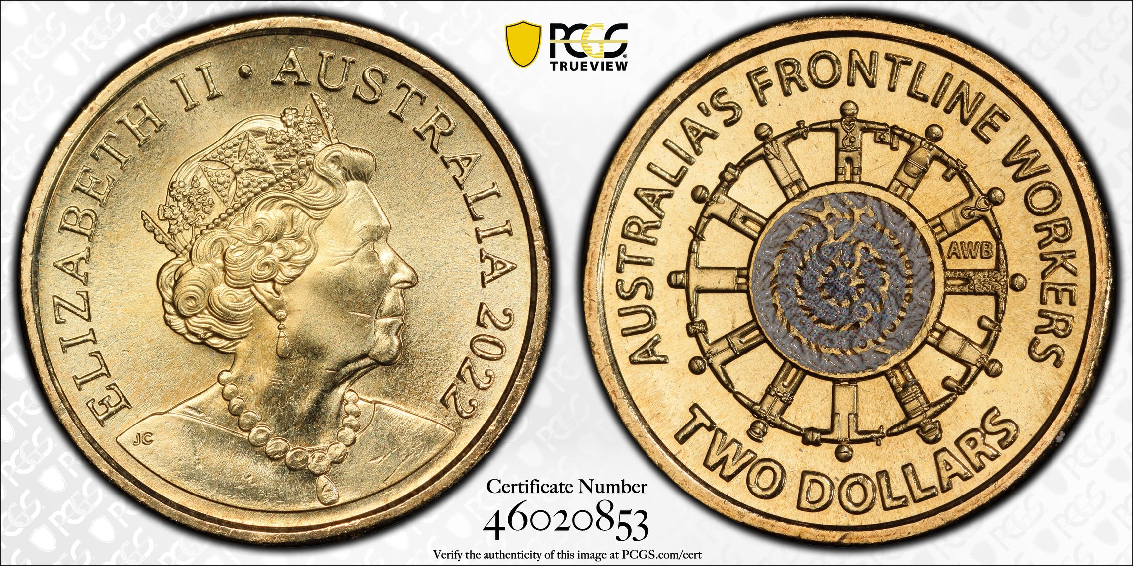 Frontline Workers Colorized, Two Dollar, 2022, PCGS MS66