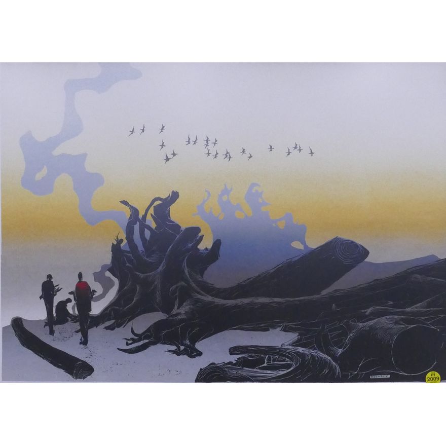 Elton Bennett (1910-1974, WA) 'The Drift Wood Fire' Plate Signed Serigraph Framed- 25x31''