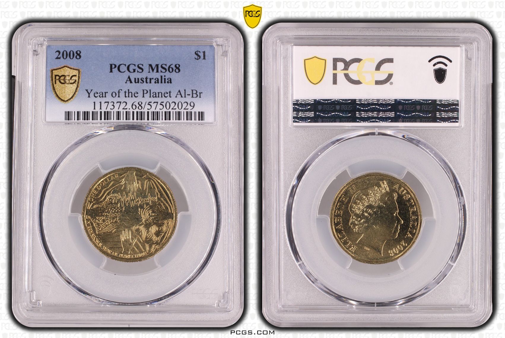 Year of the Planet Al-Br, POP 4/0, One Dollar, 2008, PCGS MS68