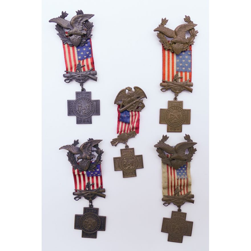 5pc Antique Spanish War Veterans Medals