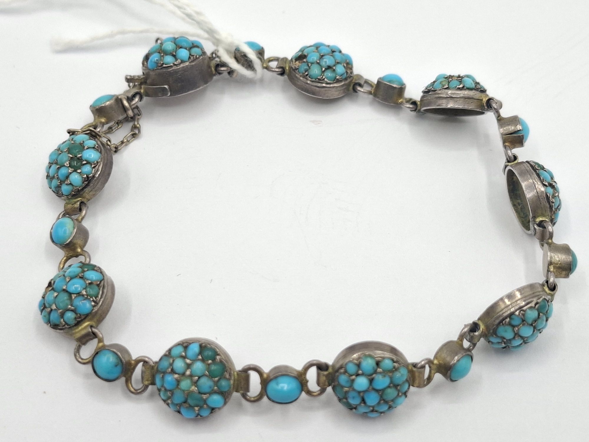 1010 · ANTIQUE SILVER GILT TURQUOISE BRACELET
