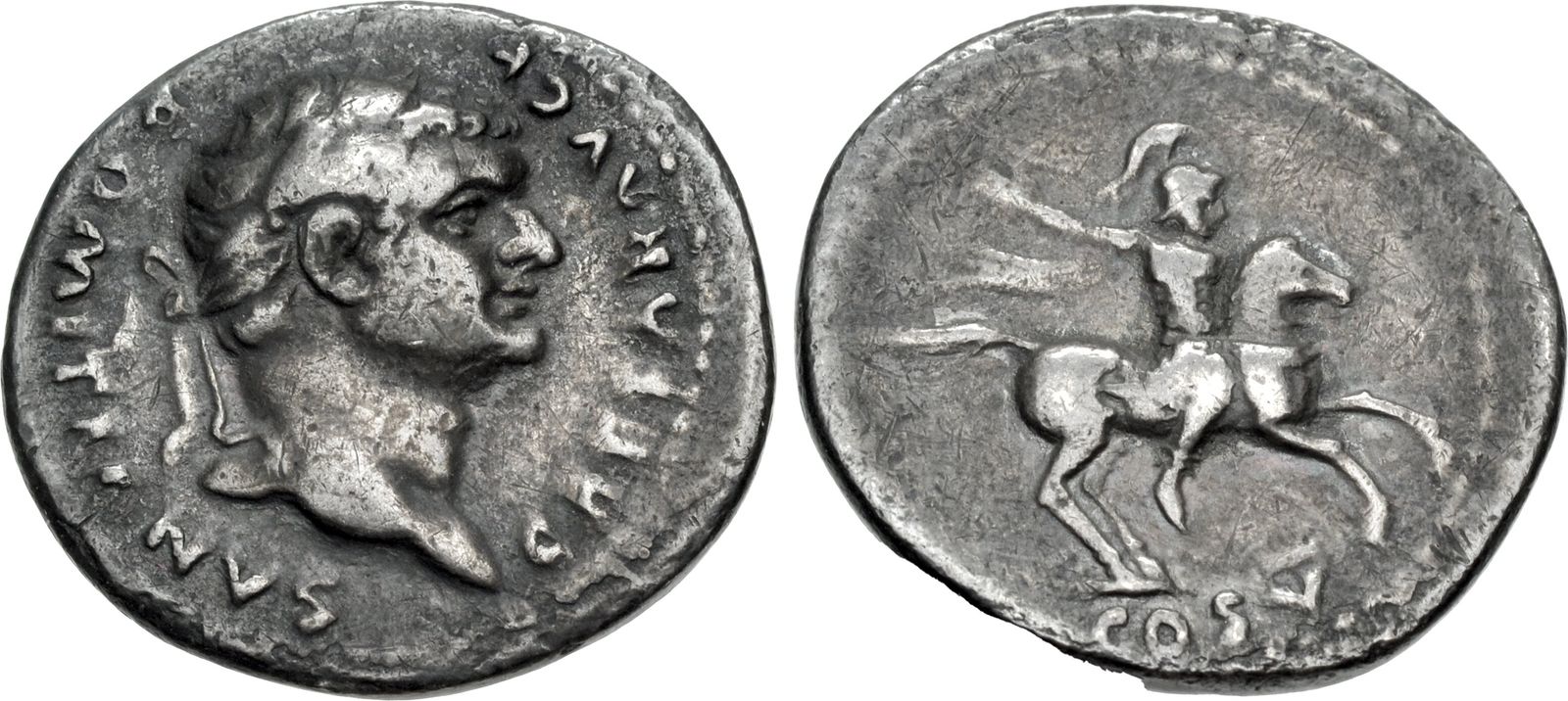 Domitian. As Caesar, AD 69-81. AR Denarius (18mm, 2.97 g, 6h). Rome ...