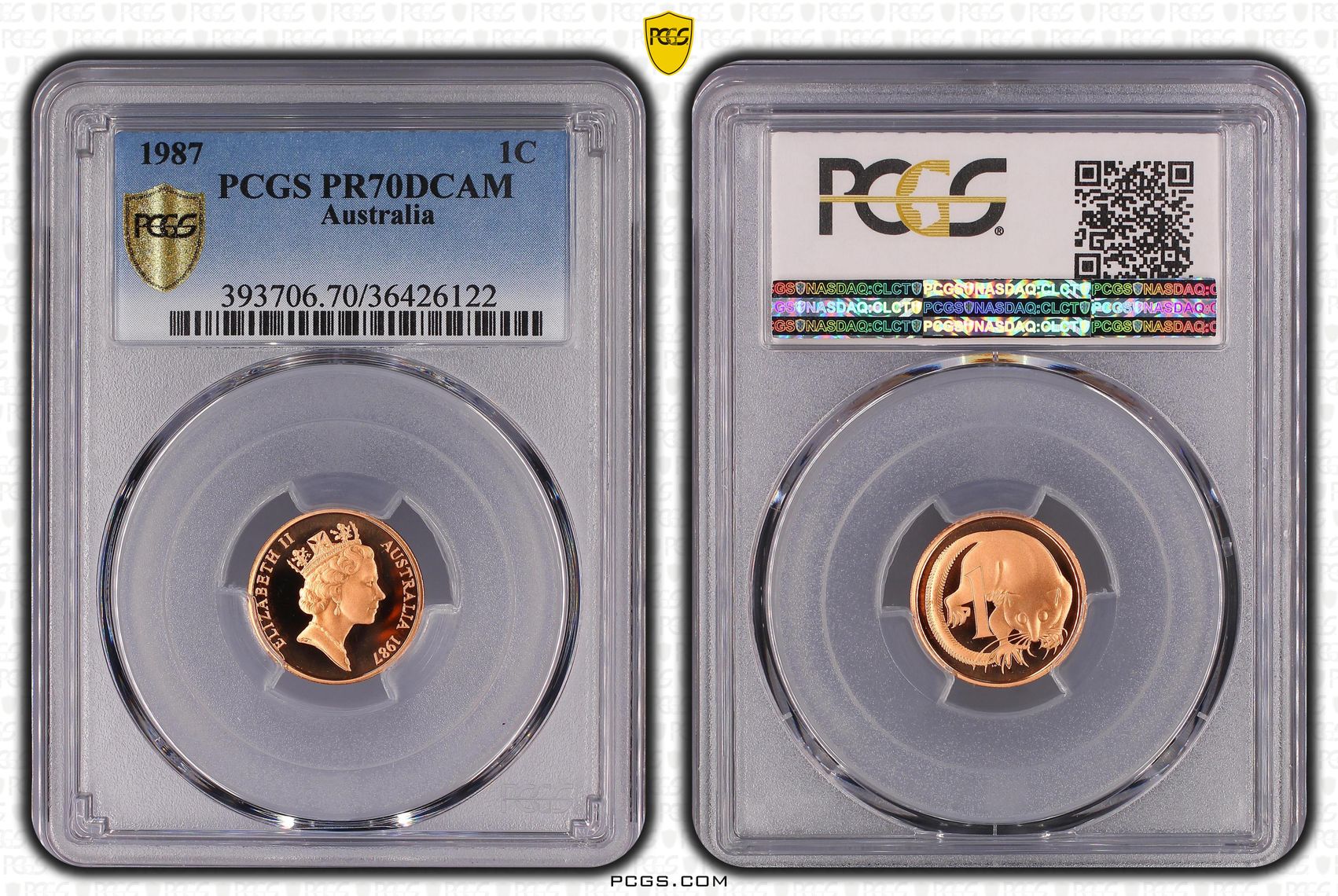 Elizabeth II, One Cent, 1987, PCGS PR70DCAM