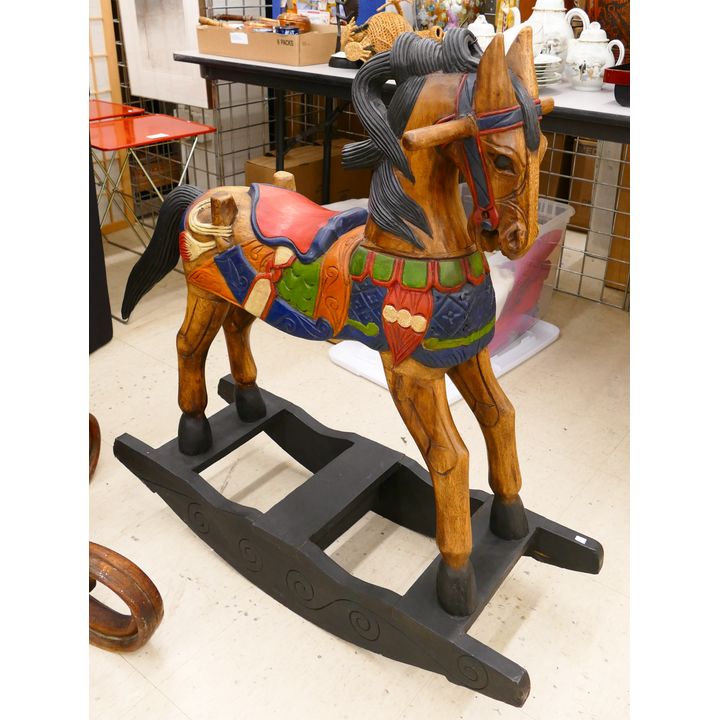 Carved Wood Rocking Horse- 36x34''