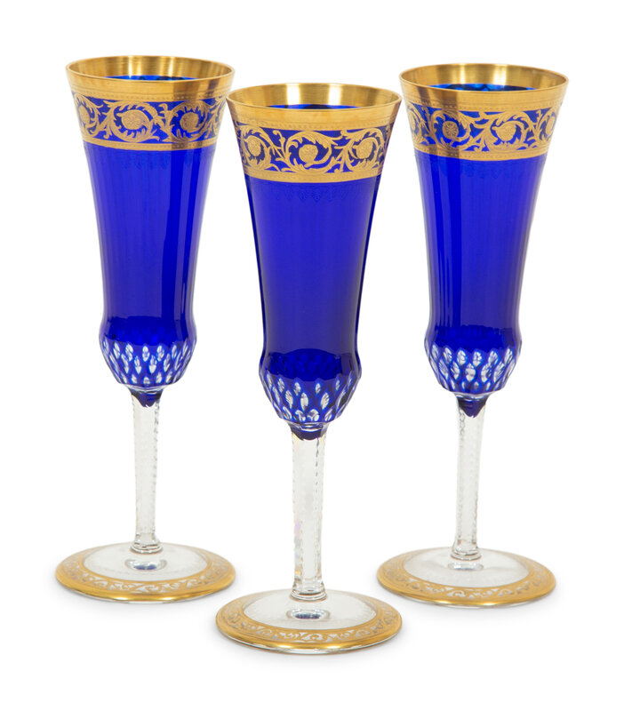 A Set of Twelve Saint-Louis Cut Glass Champagne Flutes