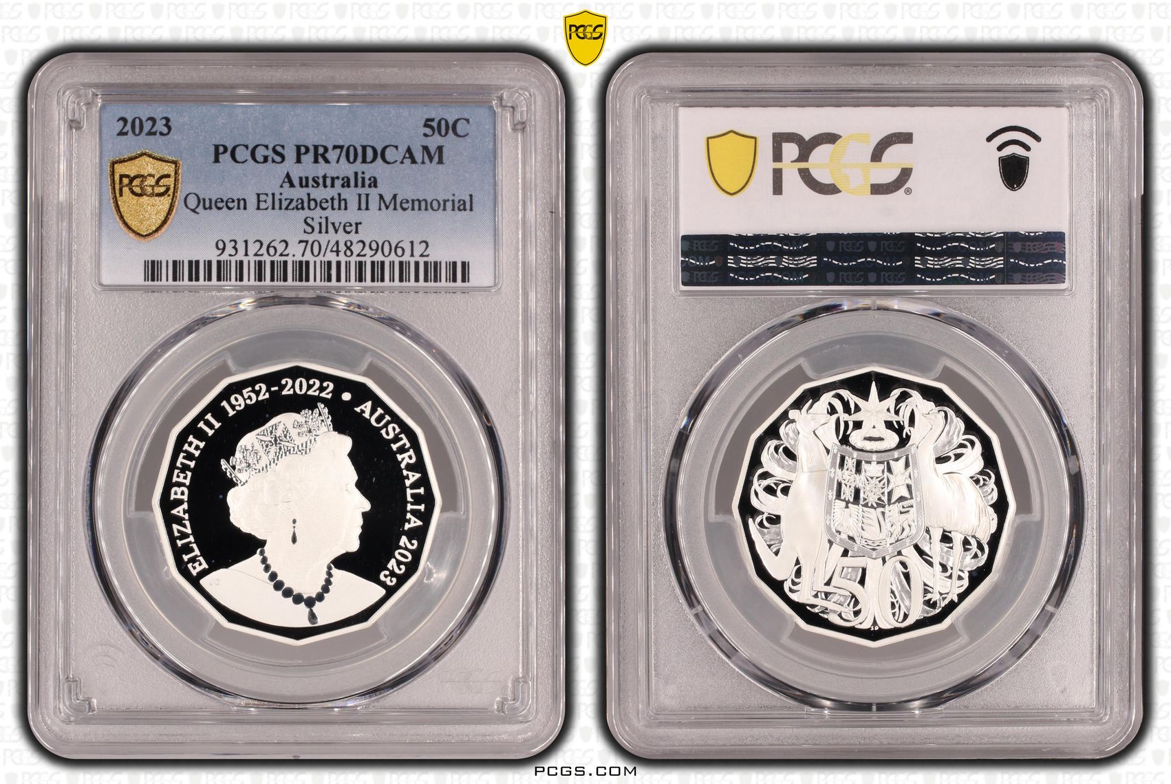 Elizabeth II, QE II Memorial Silver, 17/0, Fifty Cent, 2023, PCGS PR70DCAM