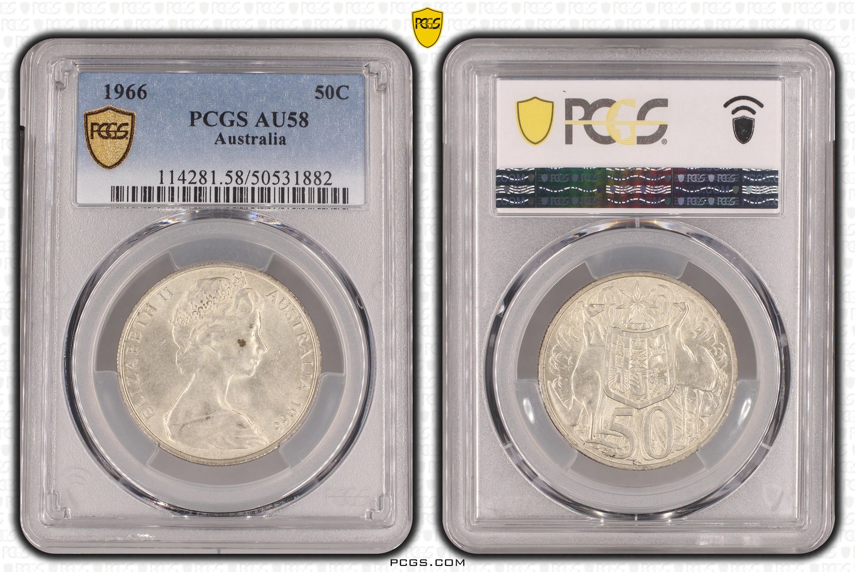 Fifty Cent, 1966, PCGS AU58