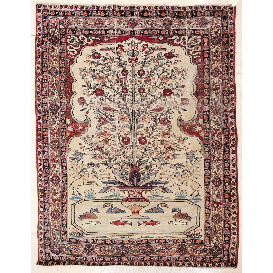 Antique Persian Tree of Life Oriental Rug