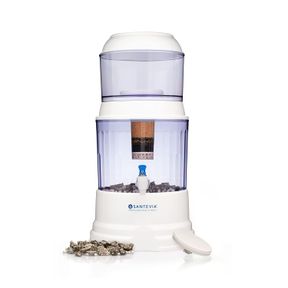 SANTEVIA GRAVITY WATER SYSTEM - COUNTERTOP MODEL - ALKALINE AND FLUORIDE FILTER | AT HOME WATER FILTER THAT MAKES WATER ALKALINE A