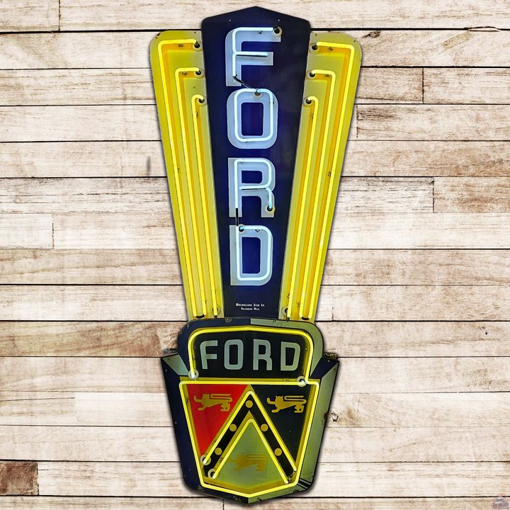Rare 8' Ford Jubilee Single Sided Porcelain Neon Sign