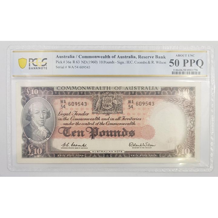 CoA C/W Ten Pound Note - aUnc 50 PPQ