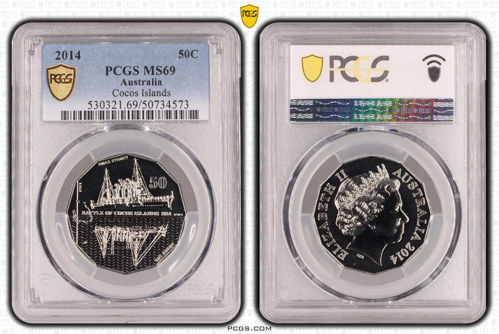 Cocos Islands, Fifty Cent, 2014, PCGS MS69