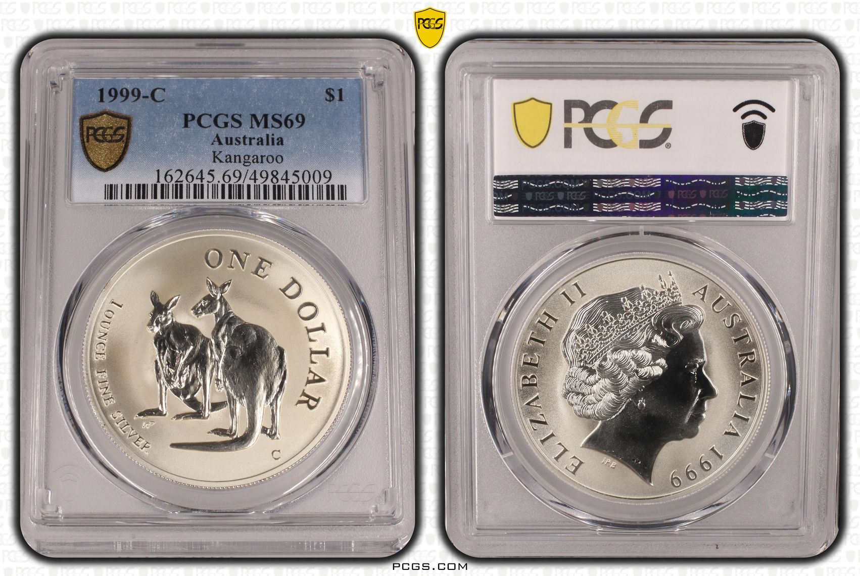 Kangaroo Silver, One Dollar, 1999-C, PCGS MS69