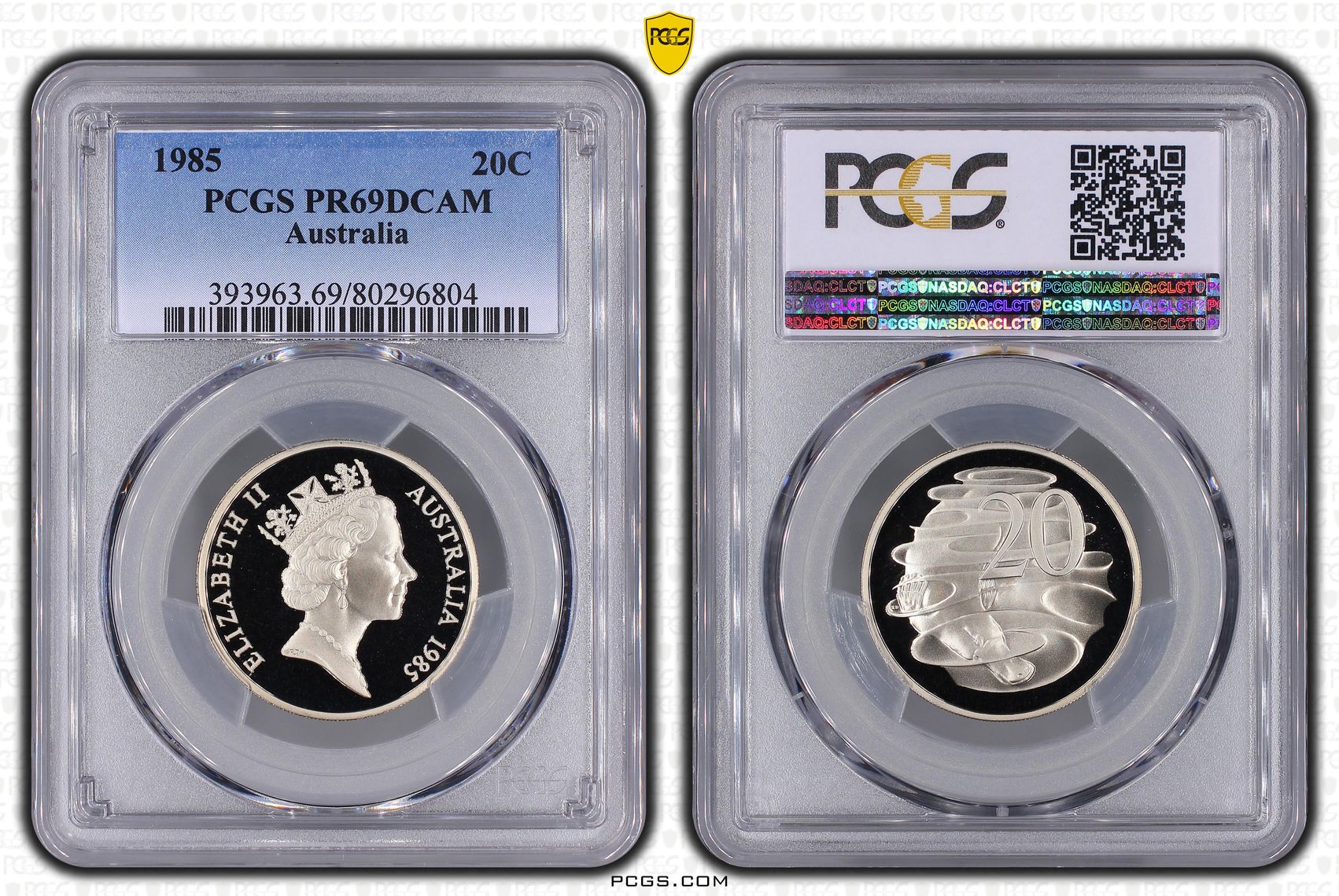 Twenty Cent, 1985, PCGS PR69DCAM