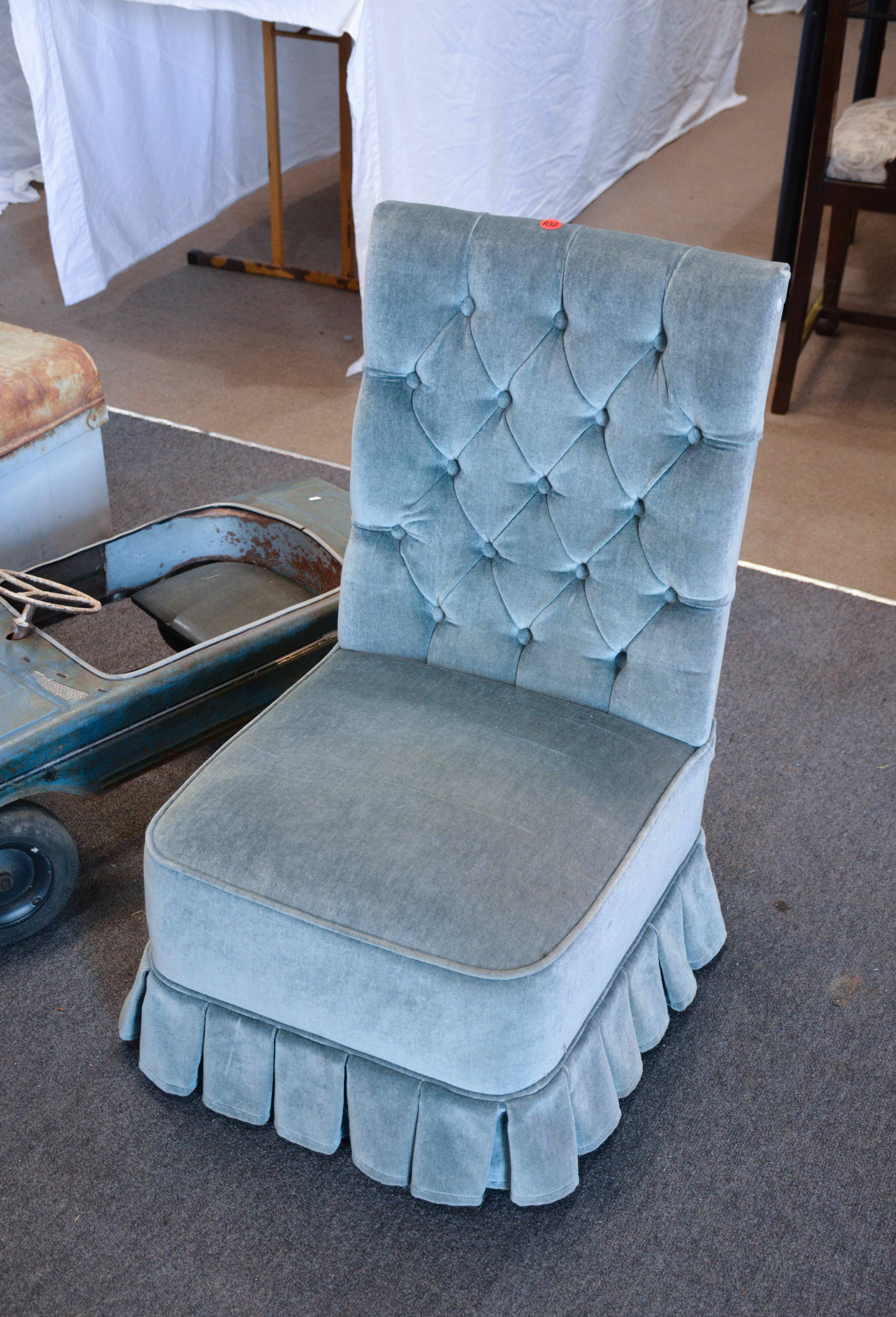 Textile Bedroom Chair on Castors — sold at auction in New Zealand for $40