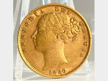 1886 VICTORIA YOUNG HEAD SYDNEY MINT SHIELD GOLD SOVEREIGN