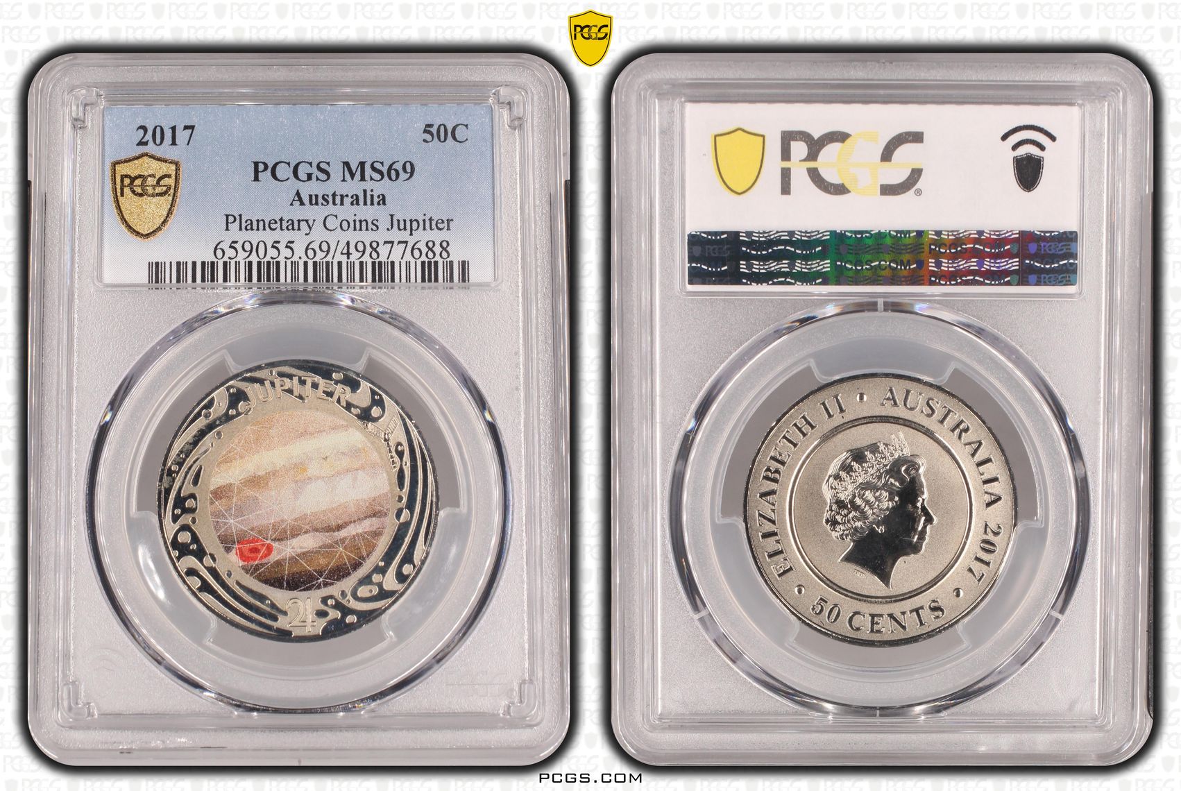 128 · Planetary Coins Jupiter , Fifty Cent, 2017, PCGS MS69