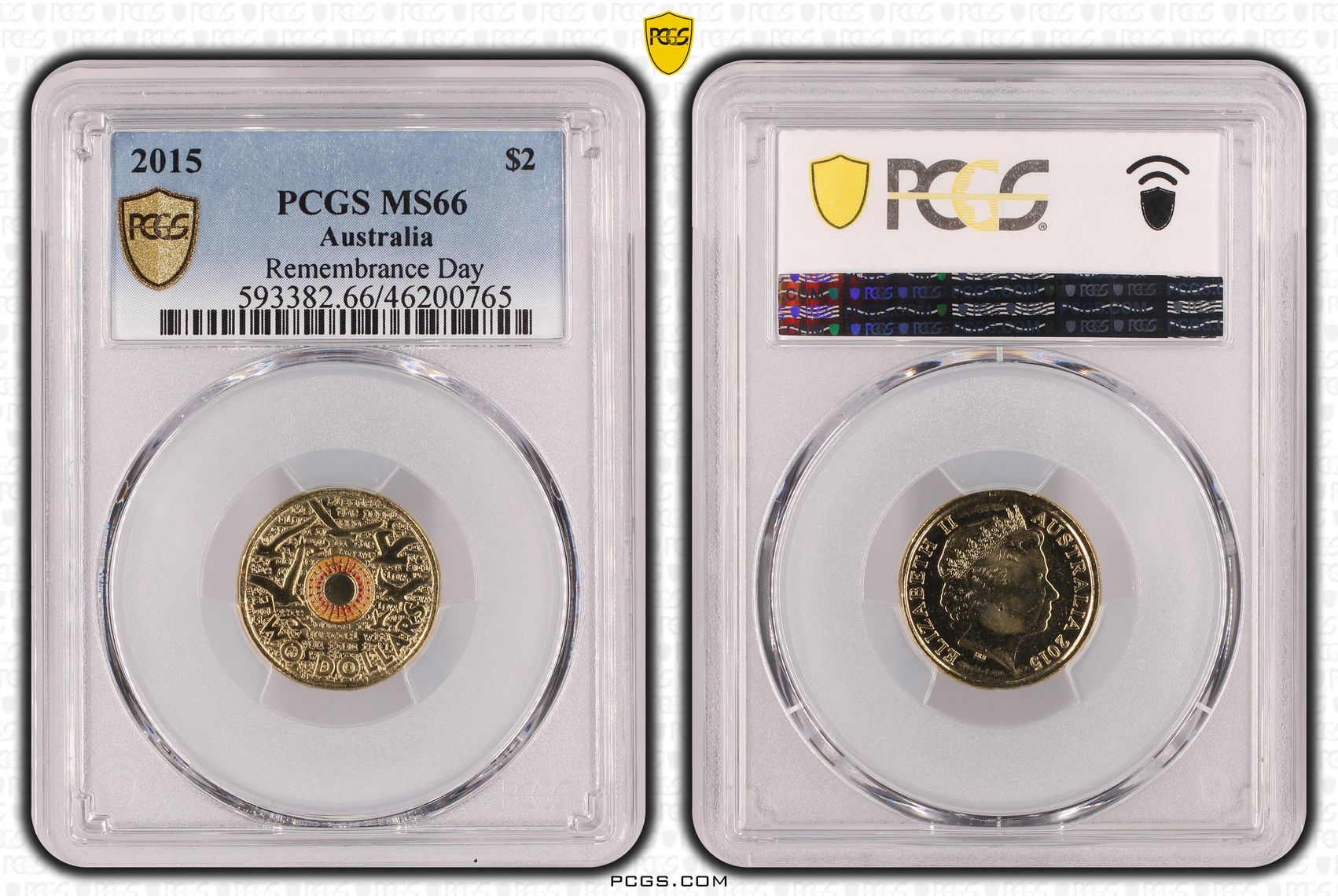 Remembrance Day, Two Dollar, 2015, PCGS MS66