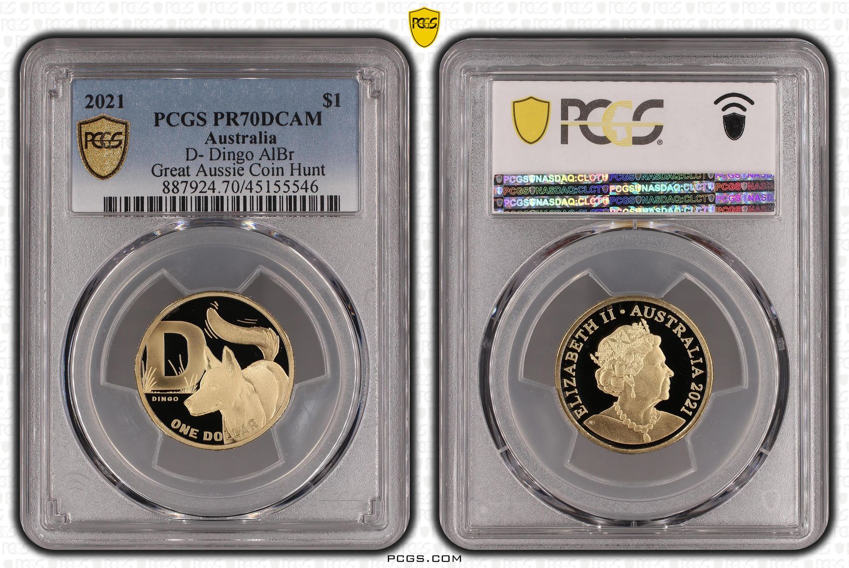 Elizabeth II, D- Dingo AlBr, One Dollar, 2021, PCGS PR 70DCAM