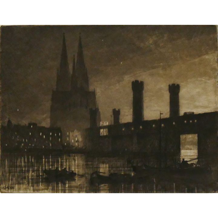 Axel Haig ''Cologne'' 1886 Drypoint Etching 12''x16'' Sheet