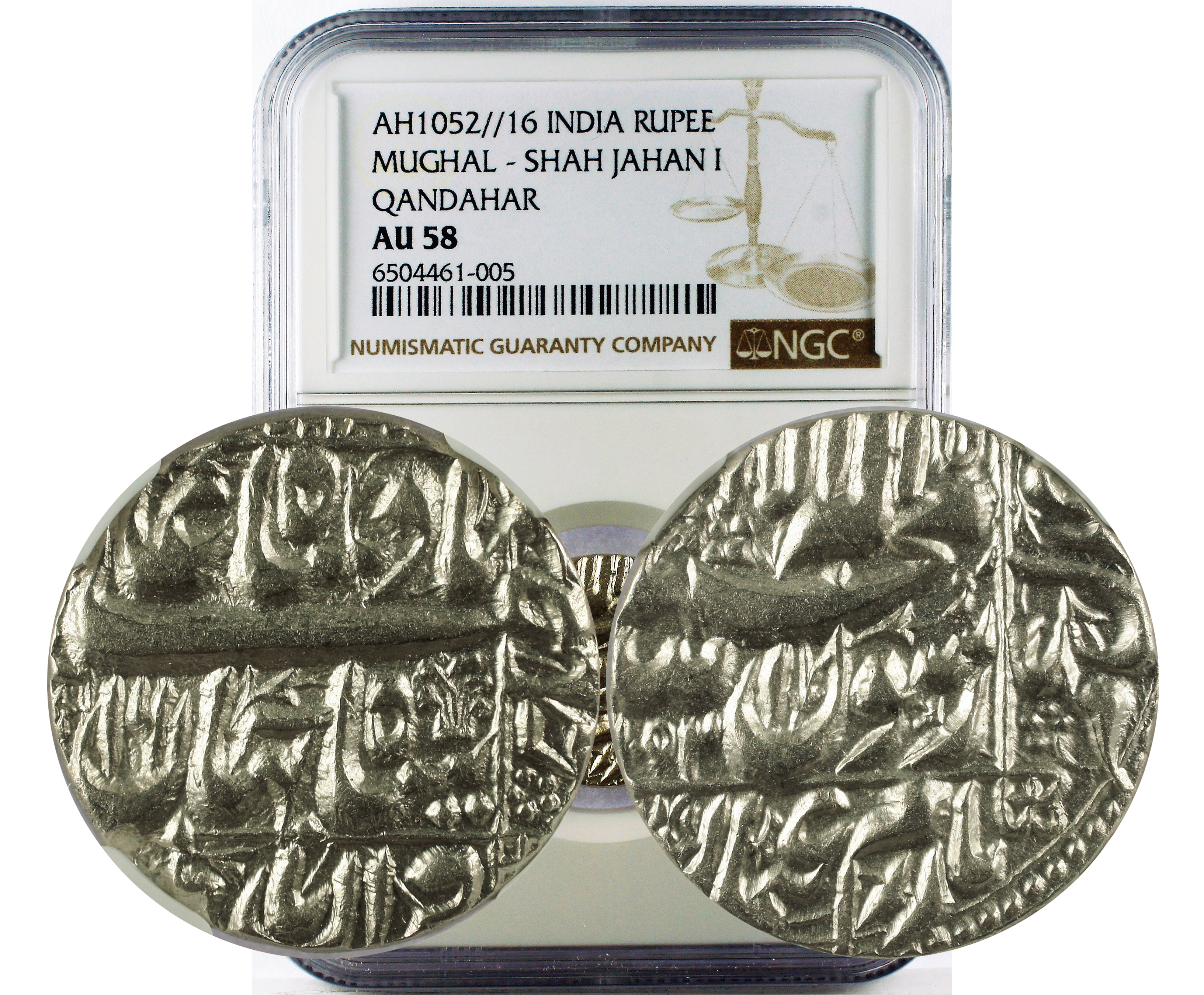 AH1052//16 INDIA MUGHAL - SHAH JAHAN I QANDAHAR RUPEE AU 58