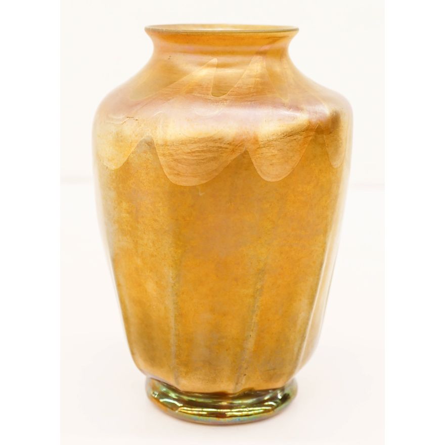 L.C. Tiffany Gold Iridescent Shade Form Vase 5.5''