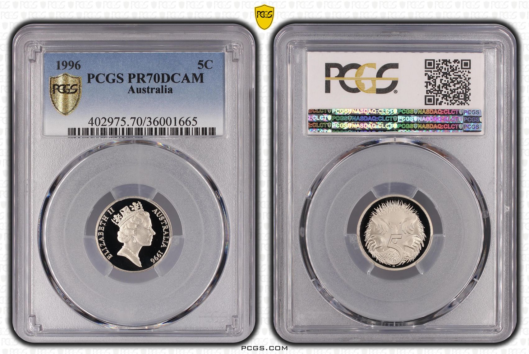 72 · 1996 Australia Five Cent, 5c PCGS - PR70DCAM POP 30/0 -665