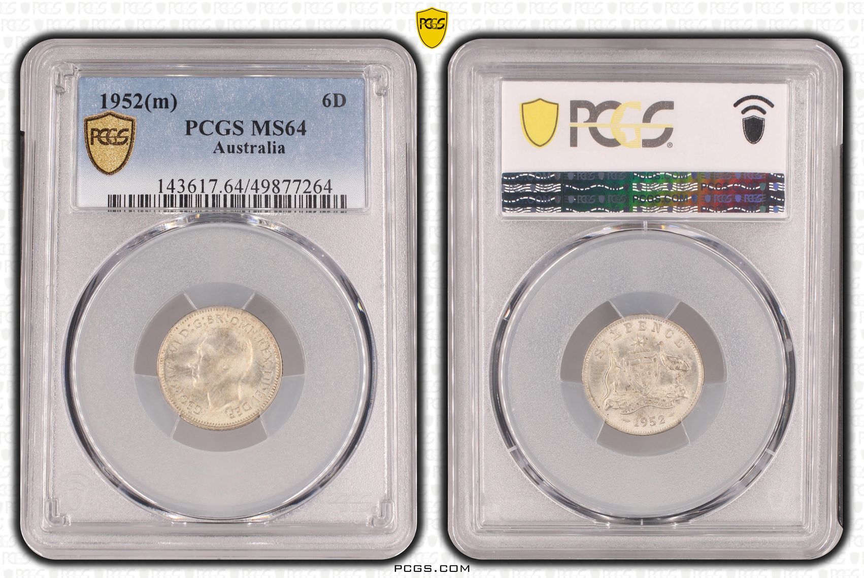 George VI, , Sixpence, 1952(m), PCGS MS64