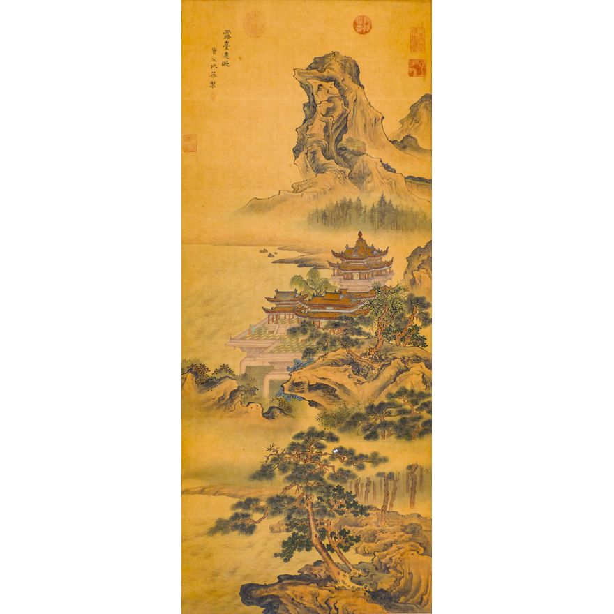 Old Chinese Mountainous Landscape Scroll Painting 44''x22''