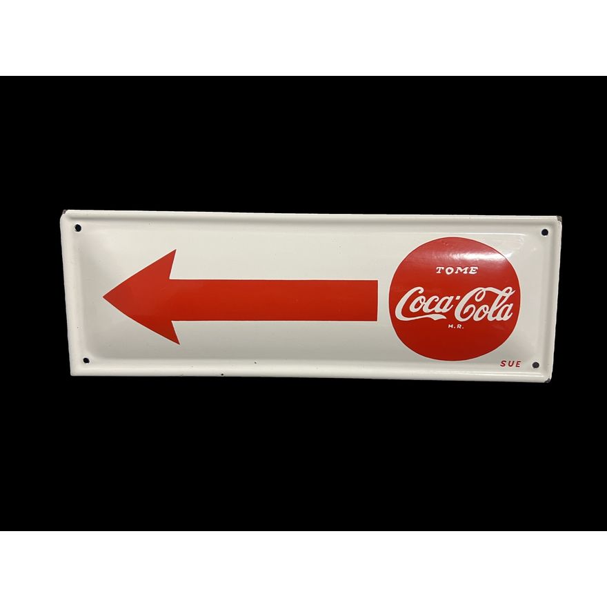 Tome Coca Cola Coke Soda Porcelain Left Arrow Sign