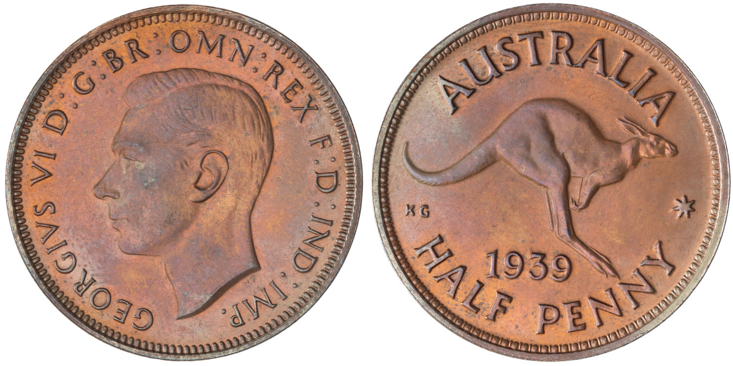 George VI, Halfpenny, 1939, FDC