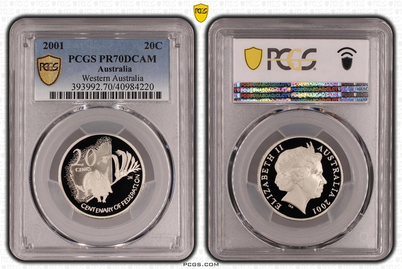 219 · 2001 Australia Twenty Cent, 20c Western Australia PCGS - PR70DCAM POP 42/0 -220