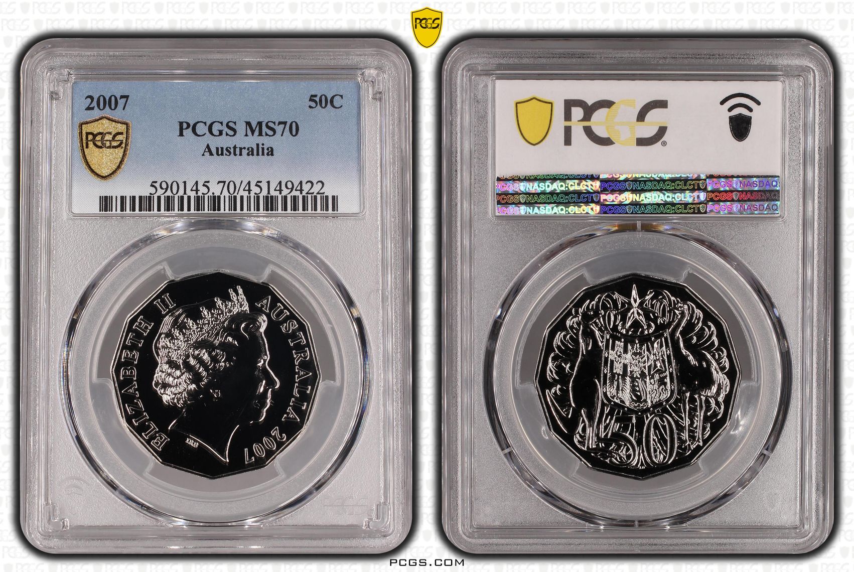 2007 Australia Fifty Cent, 50c PCGS - MS70 POP 9/0 -422