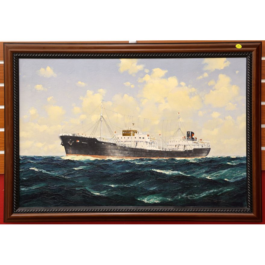 Mastrangelo Powell Tanker Ship Oil Painting Framed 22''x33''