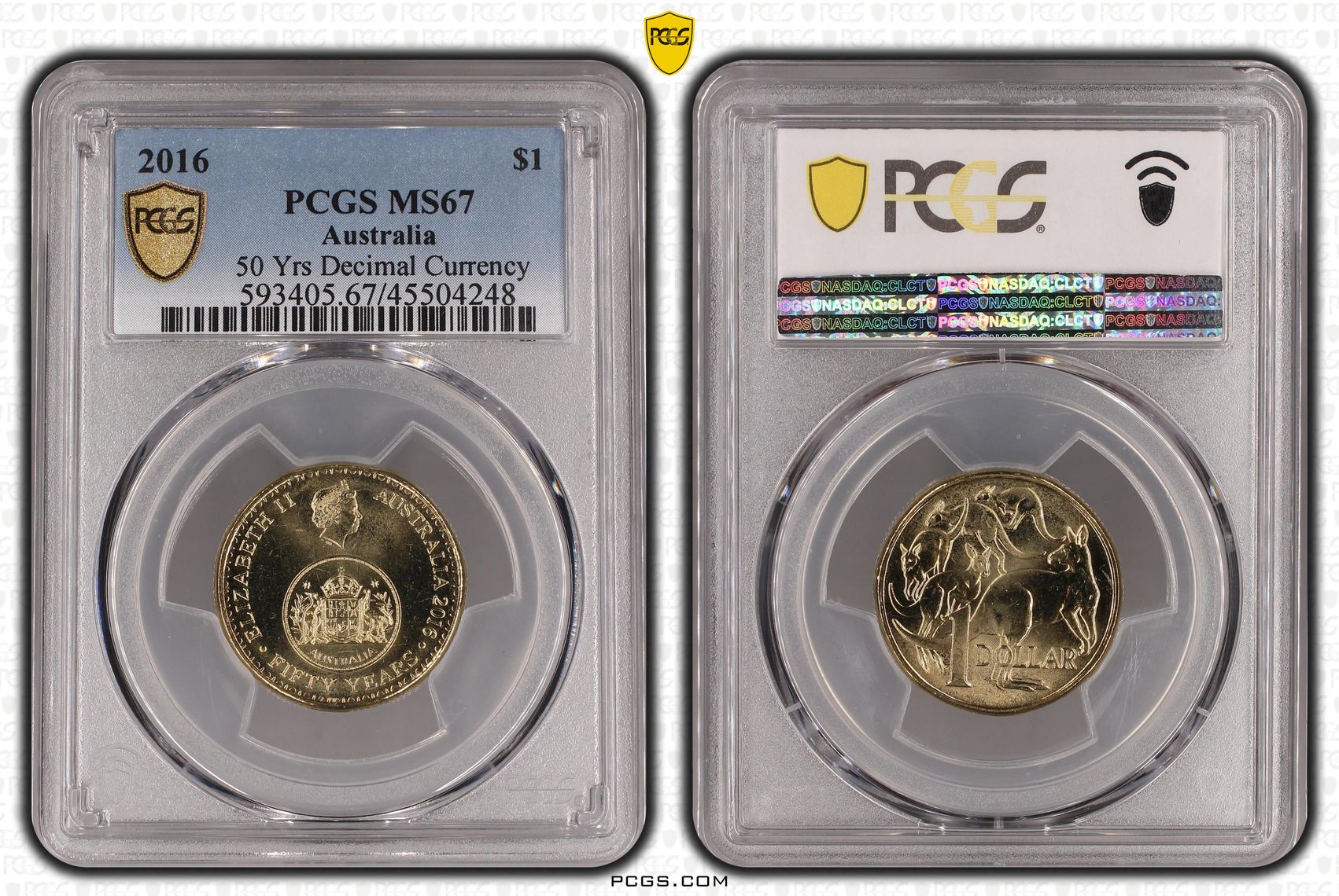 2016 Australia One Dollar, $1 50 Yrs Decimal Currency PCGS - MS67 -248