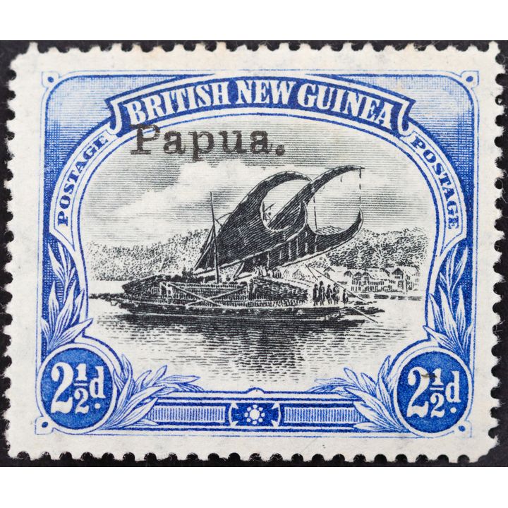 Lakatois, Small Papua Overprint, Tuppence Halfpenny, Black & Ultramarine, 1907, MH
