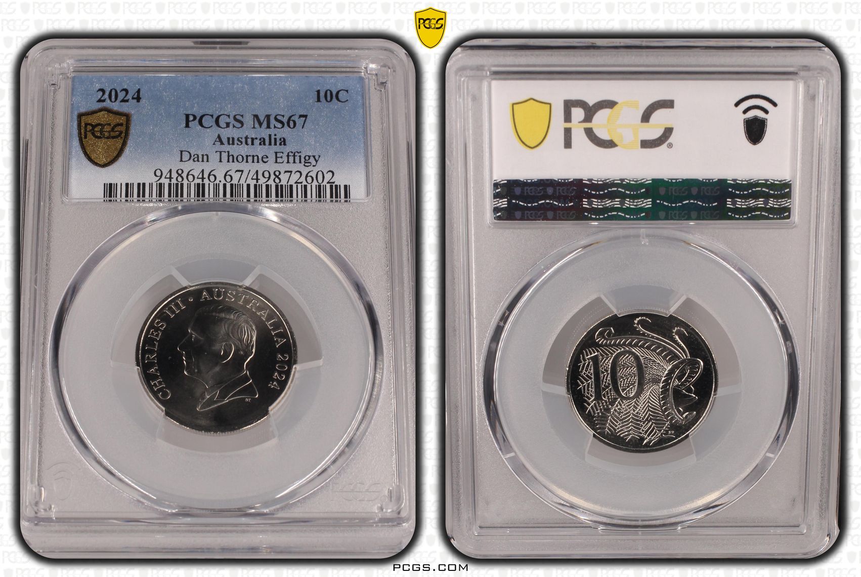 136 · Charles III, Dan Thorne Effigy , Ten Cent, 2024, PCGS MS67