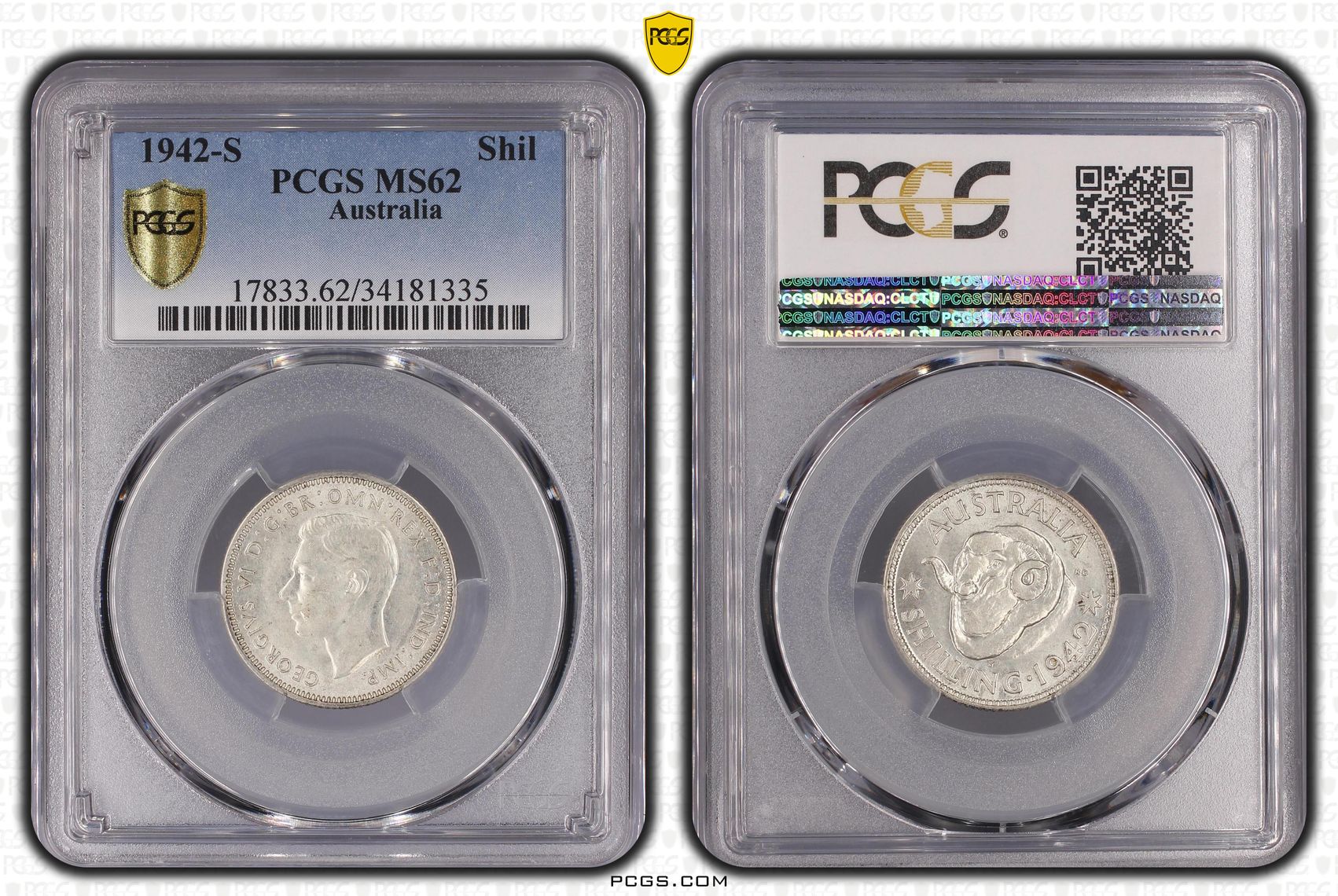1942-S Australia Shilling PCGS - MS62 -335
