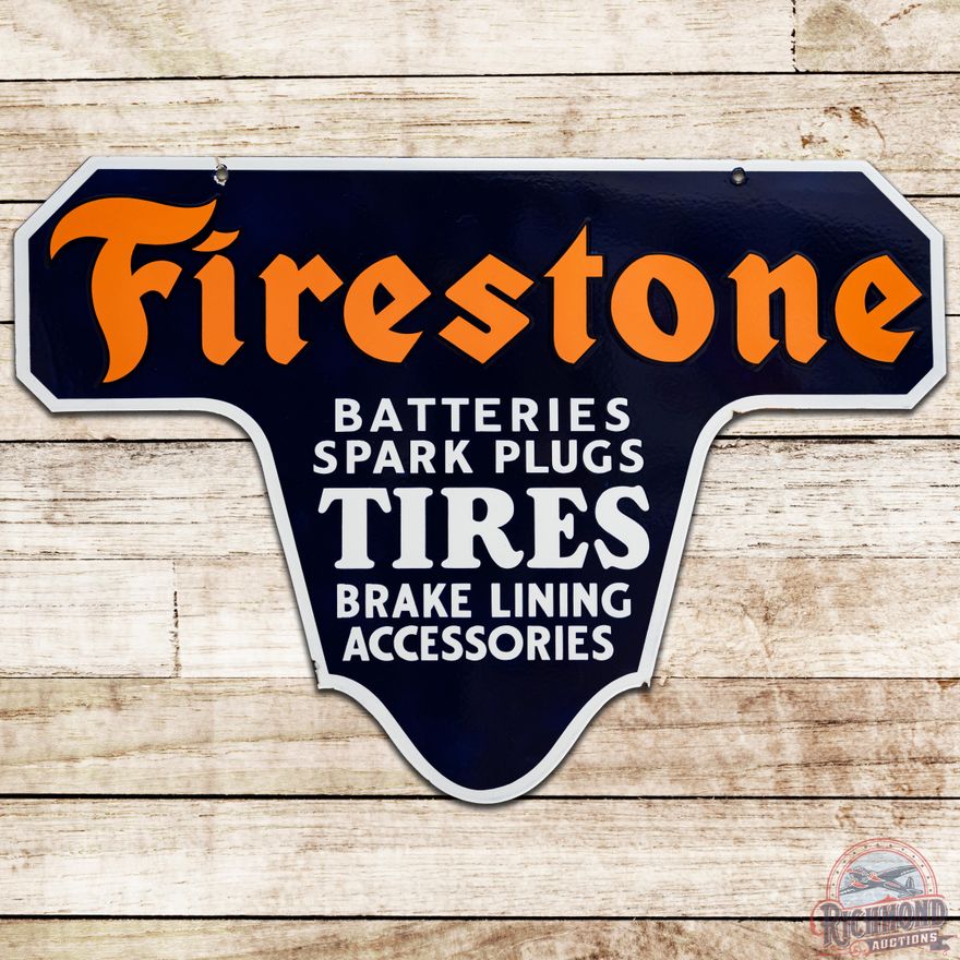 Firestone Batteries Spark Plugs Tires Brakes DSP Sign - 9.25 & 9