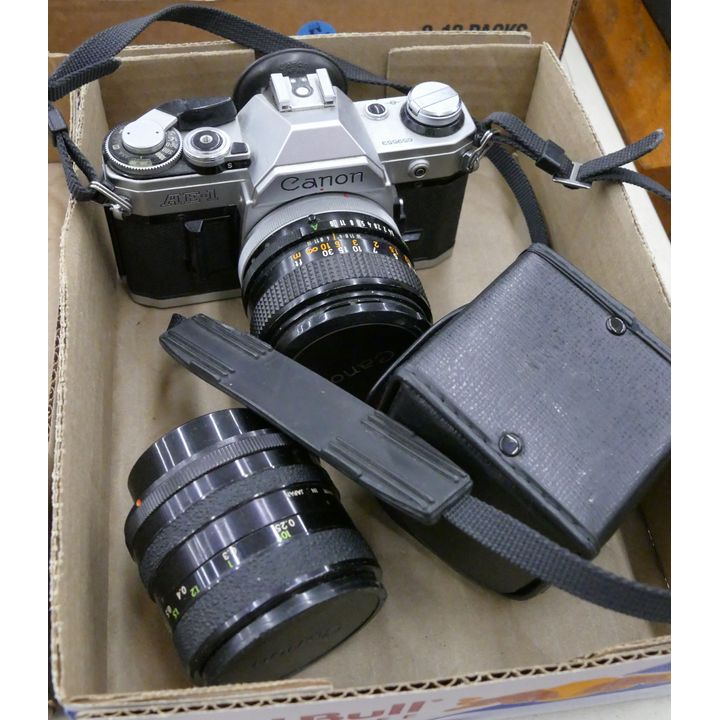 Box Canon AE-1 35mm Camera etc.