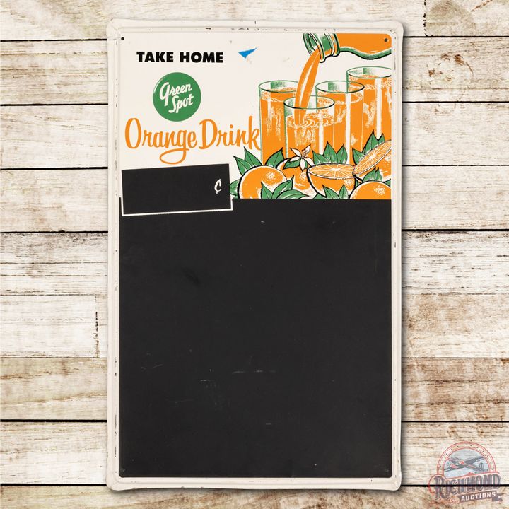 Take Home Green Spot Orange Drink Tin Menu Board Sign