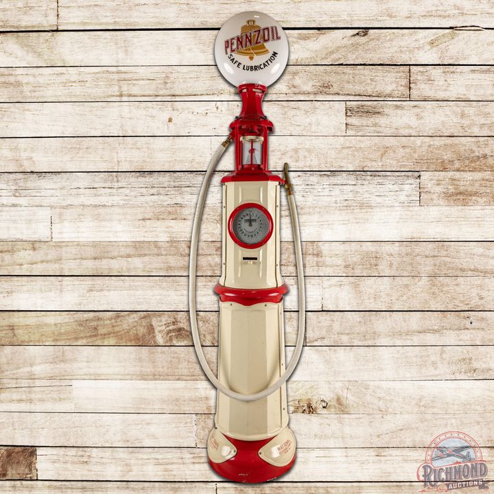 National Duplex Recording Clock Face Gas Pump Pennzoil