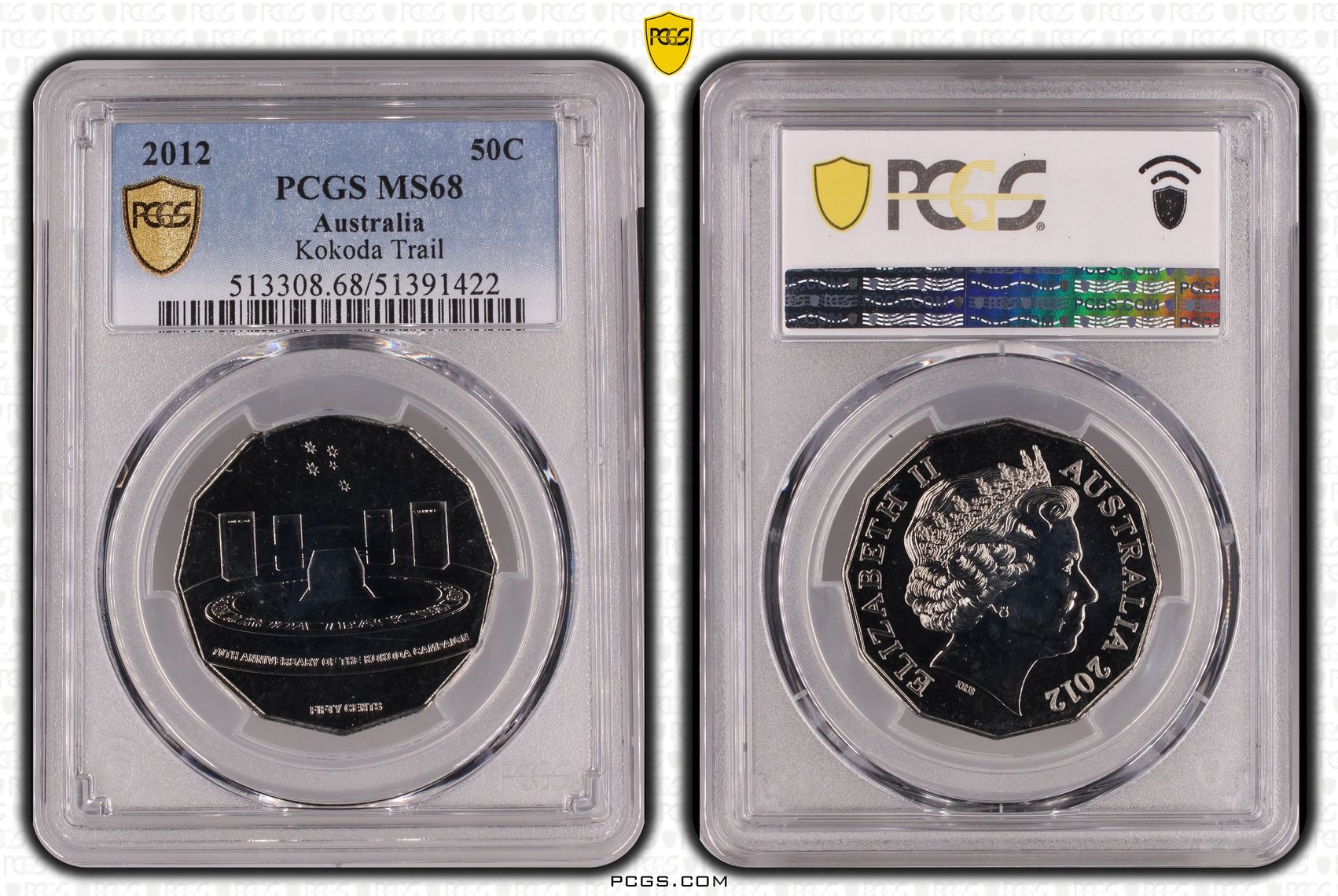 Kokoda Trail, Fifty Cent, 2012, PCGS MS68
