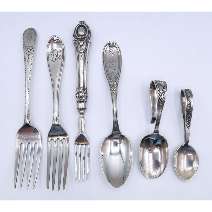 Box Antique Sterling and Coin Silver Flatware - 117 grams TW
